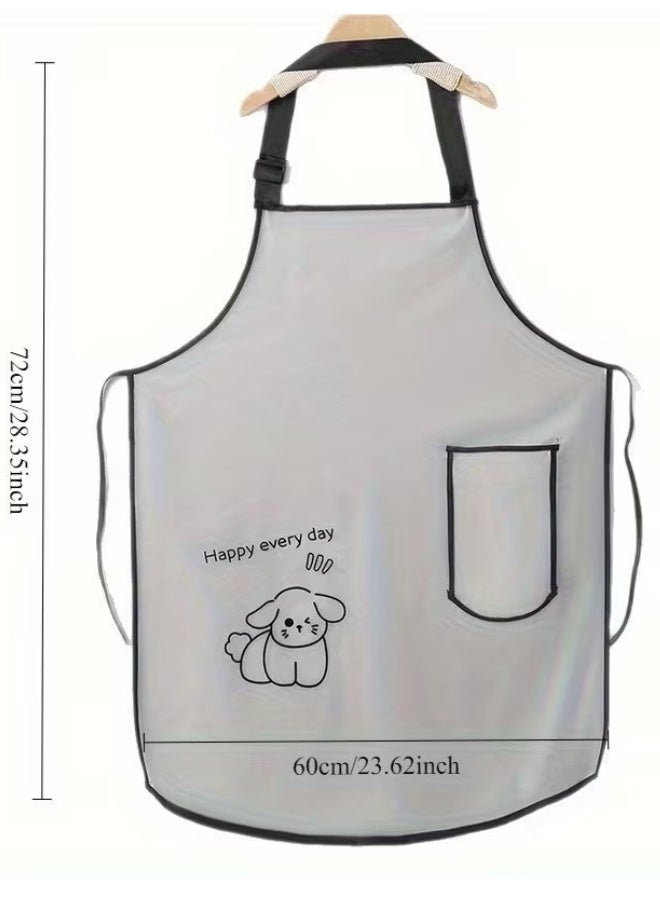 هابي هوم مريلة مطبخ من TPU – خفيفة الوزن، مقاومة للماء والزيوت وسهلة التنظيف، برسمة كلب كرتوني لطيف ونقشة مخططة، تصميم أنيق وتريندي يناسب أي ستايل، مثالية للطهي اليومي، غسيل المواعين، أشغال البيت، هدية رائعة لعيد الأم وربات المنازل 72*60 سم - Image 4